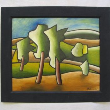 Painting titled "paysage" by Stephane Carel, Original Artwork, Oil