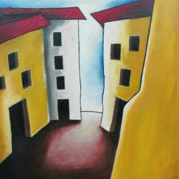 Pintura intitulada "rue" por Stephane Carel, Obras de arte originais