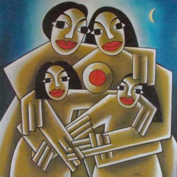 Peinture intitulée "la Famille" par Stephane Carel, Œuvre d'art originale, Huile