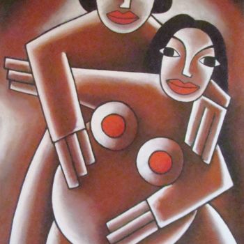 Pintura intitulada "le Couple" por Stephane Carel, Obras de arte originais, Óleo