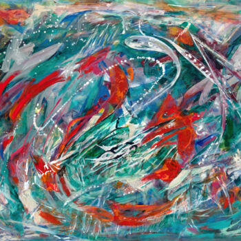 Painting titled "Dragon Storm" by Caren Keyser, Original Artwork, Acrylic