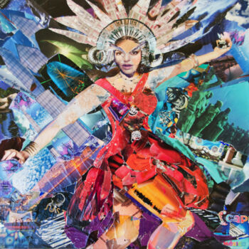 Collages getiteld "Showgirl" door Caren Keyser, Origineel Kunstwerk, Collages
