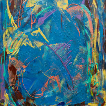 Painting titled "Deep into the Blue" by Caren Keyser, Original Artwork, Acrylic