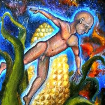 Pintura intitulada "Born of Corn (maiz)" por Cari Smith, Obras de arte originais