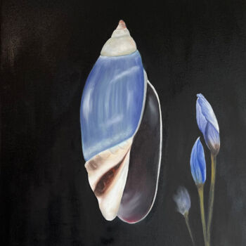 Malerei mit dem Titel "Blue Tulip by the S…" von Carina Martins, Original-Kunstwerk, Öl