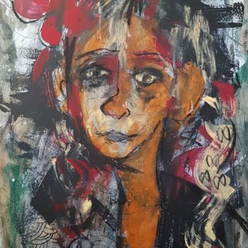 Painting titled "Petite songeuse des…" by Carine Berbain, Original Artwork, Acrylic Mounted on Wood Stretcher frame