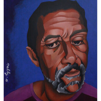Malerei mit dem Titel "Portrait de Guirane…" von Carine Capelle (Nelly), Original-Kunstwerk, Acryl Auf Karton montiert