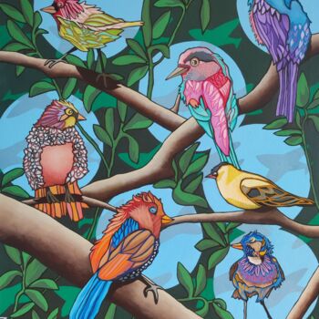Peinture intitulée "Les multicolores" par Carine Capelle (Nelly), Œuvre d'art originale, Acrylique Monté sur Châssis en bois