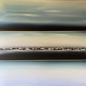 Painting titled "Trois paysages" by Carine Laval, Original Artwork, Acrylic Mounted on Wood Stretcher frame
