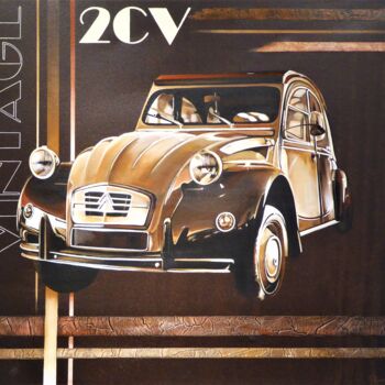 Painting titled "Vintage" by Carine Ricard, Original Artwork, Acrylic Mounted on Wood Panel