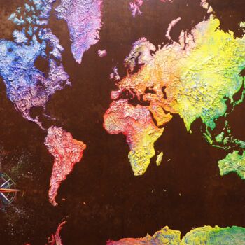 Peinture intitulée "Le monde en couleurs" par Carine Ricard, Œuvre d'art originale, Acrylique