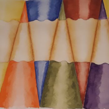 Painting titled "crayons-de-couleur.…" by Carine Perez, Original Artwork, Watercolor