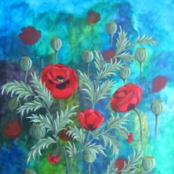 Painting titled "Poppies" by Carine B, Original Artwork