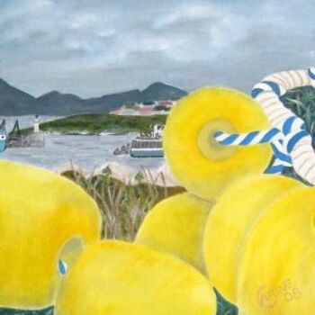 Painting titled "Trawl-net buoys" by Carine B, Original Artwork