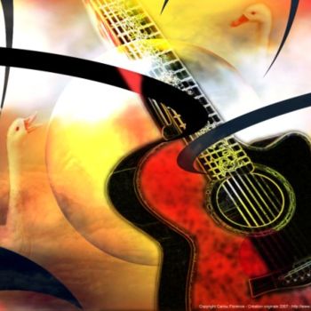 Digital Arts titled "Corps en guitare" by Florence Cariou, Original Artwork