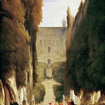 Painting titled "Dans le parc de Vil…" by Carl Blechen, Original Artwork, Oil