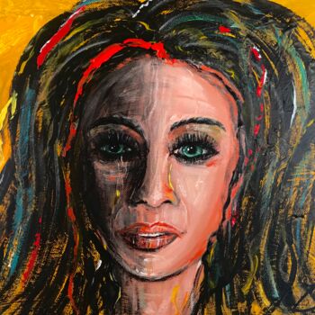Painting titled "femme de couleur" by Carl Jean, Original Artwork, Acrylic