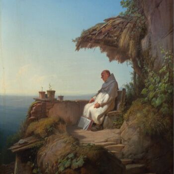 绘画 标题为“The sleeping hermit” 由Carl Spitzweg, 原创艺术品, 油