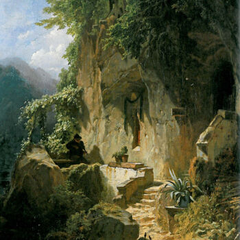 Pittura intitolato "Hermit making music…" da Carl Spitzweg, Opera d'arte originale, Olio