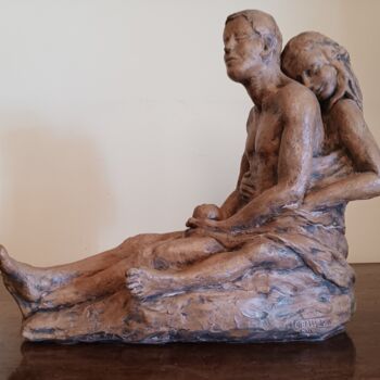 Scultura intitolato "Adamo ed Eva" da Carla Ballarini, Opera d'arte originale, Terracotta