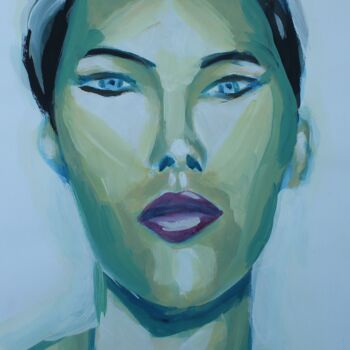 Schilderij getiteld "Donna ramarro" door Carla Favoino, Origineel Kunstwerk, Acryl