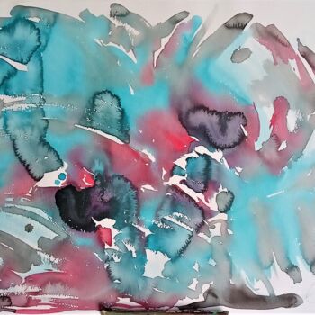 "nuvola rossa e blu" başlıklı Tablo Carla Favoino tarafından, Orijinal sanat, Suluboya