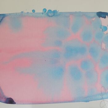 Pintura intitulada "fiore blu su rosa" por Carla Favoino, Obras de arte originais, Acrílico