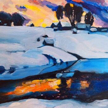 Painting titled "Snow" by Carla Gréau, Original Artwork, Oil