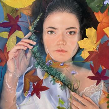Malerei mit dem Titel "Autoportrait" von Carla Moretti, Original-Kunstwerk, Pastell