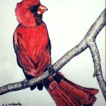 Painting titled "Cardinal" by Carla J Connelly, Original Artwork, Oil