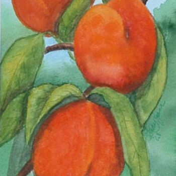 Painting titled "Peaches" by Carla J Connelly, Original Artwork, Oil