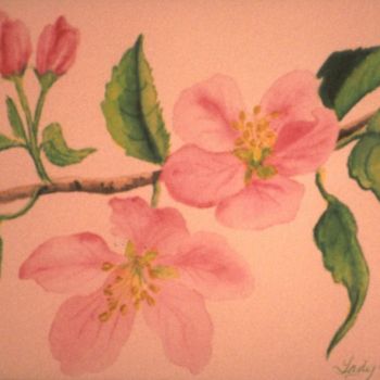Painting titled "Dogwood branch" by Carla J Connelly, Original Artwork, Oil