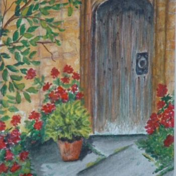 Painting titled "Tuscan door" by Carla J Connelly, Original Artwork, Oil