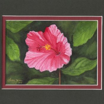 Painting titled "Hibiscus framed" by Carla J Connelly, Original Artwork