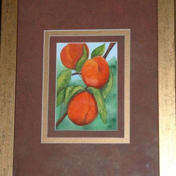 Painting titled "Peaches framed" by Carla J Connelly, Original Artwork
