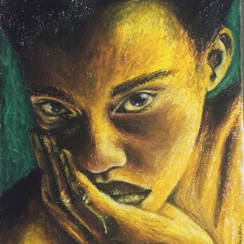 Painting titled "Retrato 2" by Carla Duncan, Original Artwork, Pastel