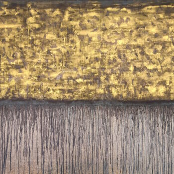 Painting titled "Black Gold No. 10" by Carla Sá Fernandes, Original Artwork, Oil Mounted on Wood Stretcher frame