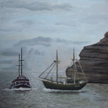 Painting titled "bateaux" by Carlau, Original Artwork