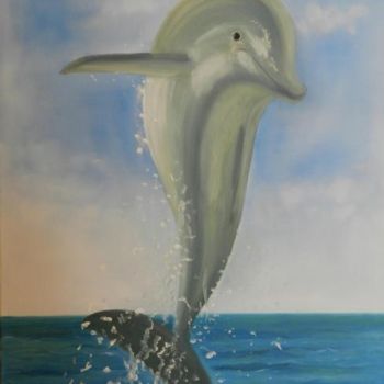 Pintura intitulada "Le dauphin coquin" por Carlau, Obras de arte originais