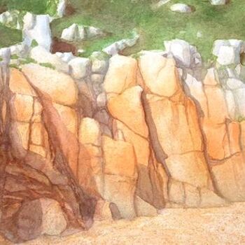 Painting titled "Porthcurno rocks, C…" by Carl Conway, Original Artwork