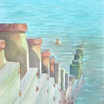 Painting titled "Groines at Bognor" by Carl Conway, Original Artwork