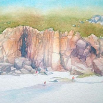 Pittura intitolato "Porthcurno cliffs" da Carl Conway, Opera d'arte originale