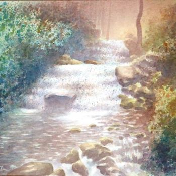 Painting titled "Waterfalls at Water…" by Carl Conway, Original Artwork, Oil