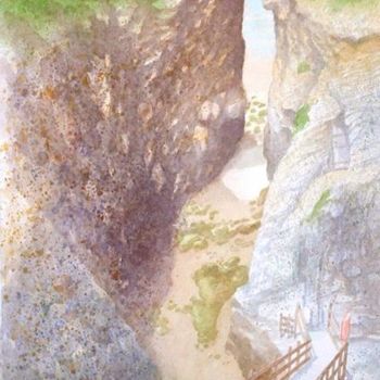 Pintura intitulada "Perranporth cliffs" por Carl Conway, Obras de arte originais, Óleo