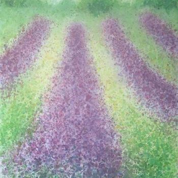 Painting titled "Rows of lavender" by Carl Conway, Original Artwork, Oil