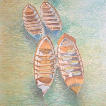 Painting titled "Boats at Richmond" by Carl Conway, Original Artwork