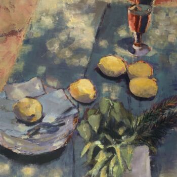 Pittura intitolato "Table et citrons" da Carlita, Opera d'arte originale, Olio