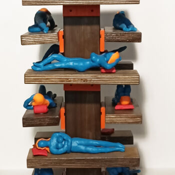 Sculpture titled "Coliving 12" by Carlo Alberto Pacifici, Original Artwork, Polymer clay