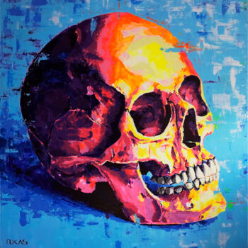 Painting titled "Skull" by Carlo Bzdok, Original Artwork, Acrylic Mounted on Wood Stretcher frame
