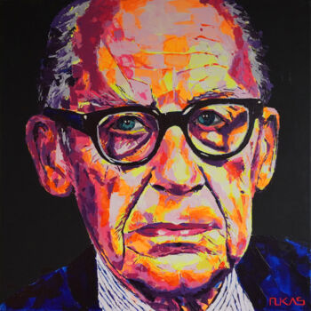 Painting titled "Walter Gropius" by Carlo Bzdok, Original Artwork, Acrylic Mounted on Wood Stretcher frame